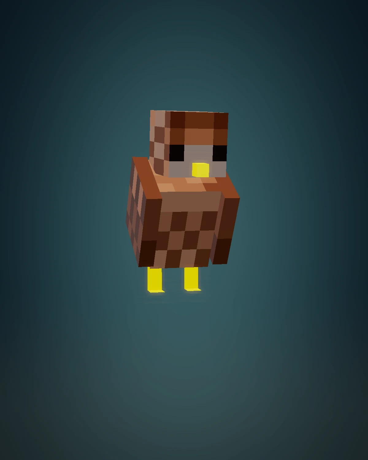 The original small brown Petramond owl with its bright beak and square face