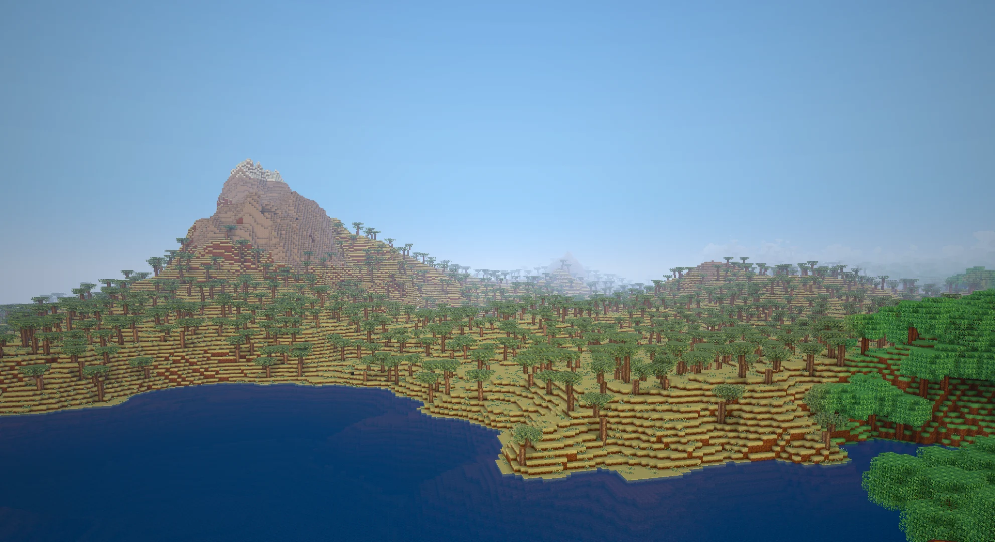 Flat-topped acacia trees across warm, open savanna